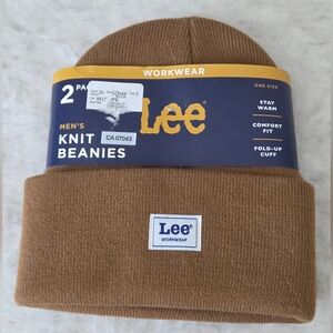 Lee Workwear 2 Pack Comfort Fit Men's Beanie Brown Black